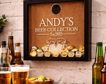 Personalised Beer Cap Collection Box | Bottle Top Collection Box for Man Cave Gift | Home Bar Décor | Beer Lover Gift | Father's Day Ideas