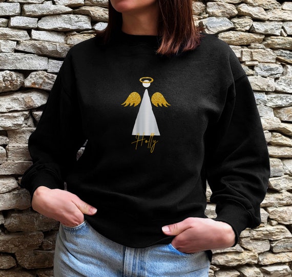 Personalised Metallic Angel Christmas Jumper Geometric Festive Angel Sweatshirt Christmas Angel Jumper Christmas Jumper Day Etsy Canada