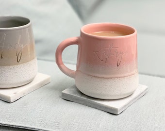 Stoneware Personalised Mug Mint | Ombre Glazed Mug | Fathers Day Mug | Father's Day Gift | Personalised Engraved Stone Mug | Coffee Mug