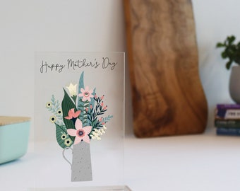 Printed Personalised Flower Alternative Card | Valentine's Day Printed Flower Stand | Mother's Day Card | Letterbox Flower Gift for Mum