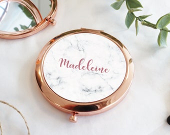 Personalised Rose Gold Compact Mirror | Personalised Make Up Mirror | Compact Handbag Mirror | Thank You Bridesmaid Gift | Birthday Present