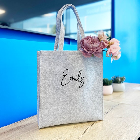 Borsa personalizzata in feltro grigio / Shopping bag personalizzata /  Regali per lei / Festa della mamma / Regalo di compleanno / Borsa  personalizzata / Regalo amico -  Italia