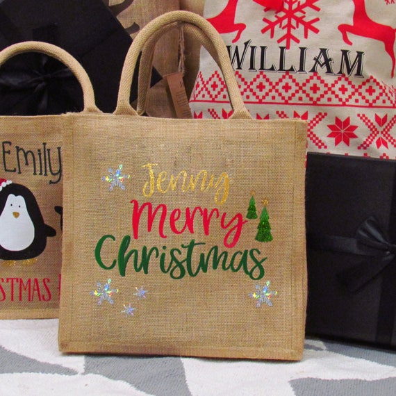 Personalised Christmas Gift Bag Personalised Christmas Bag Jute Christmas Bag Personalised Christmas Gift Bag Gift Bag Christmas