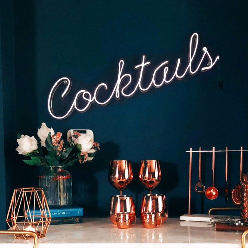 Cocktails Home Bar Neon Sign Cocktail Party Light Neon Etsy UK