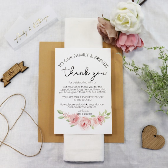 Personalised Wedding Thank You Place Setting Thank You Wedding