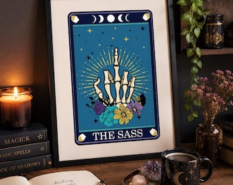 Estampado estilo tarot Sass, diseño de arte de esqueleto