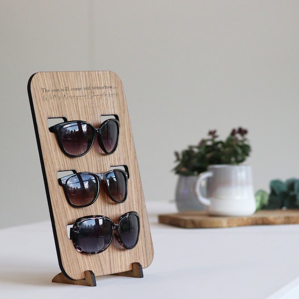 Personalised Sunglasses Holder Stand | Wooden Glasses Holder | Summer Birthday Gift | Personalised Gift | Glasses Organiser | Father's Day