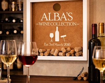 Personalised Wine Cork Collection Box | Wine Bottle Lid Storage | Wine Lover Gift | Wine Cork Display | Wine Engagement Gift | Father's Day