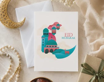 Eid Mubarak Card, Blank Inside Design