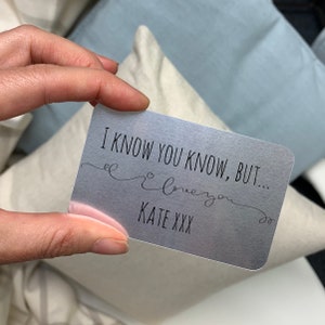 Sé que lo sabes, pero te amo Tarjeta de visita de metal / Mensaje secreto de San Valentín / Regalo de tarjeta de billetera