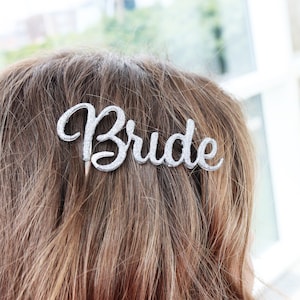 Personalised Wedding Hair Clip | Bride Hair Decorations | Bridal Party | Wedding Hair Clip | Wedding Photo Ideas | Mrs Clip | evening hair