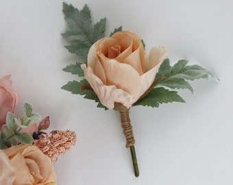 Wedding Buttonhole | Artificial Boutonniere | Handmade Wedding Corsages | Everlasting Wedding Flowers | Artificial Silk Wedding Flowers