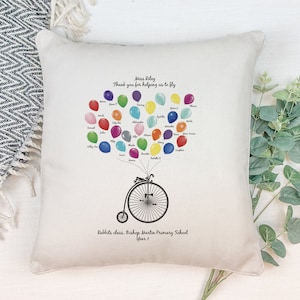 Thank You Teacher Cushion | Personalised Teacher Gift | Thank You Cushion for Teacher with Pupil Names | Balloon Print Teacher Gift