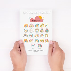 Dank u Leraar Rainbow Card Gepersonaliseerd | Bedankt leraar kaart | Gepersonaliseerde leraar cadeau | Eindejaarsgeschenk | Kaart voor leraar
