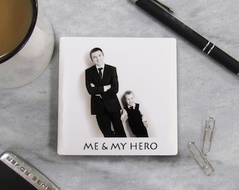 Personalised Photo Coaster | Personalised Square Ceramic Coaster with Cork Base | Custom Printed Photo Coaster | Father's Day | Mother's Day