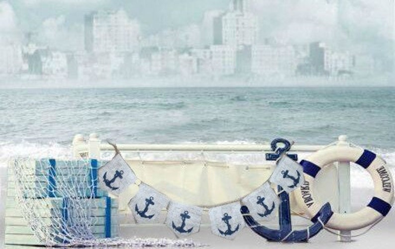 Birthday Shower Nursery Burlap Banner CHEVRON Nautical Signs Party signs