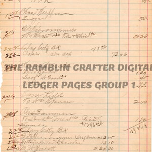 Ledger Pages / DIGITAL DOWNLOAD/ 1899 thru 1917 vintage ledger pages