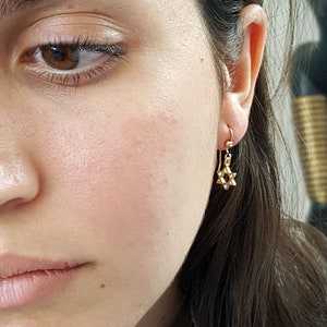 Tiny Star of David Earrings,  Gold Jewish Star of David Jewelry, Magen David Minimalist Earrings, Judaica Jewelry, Delicate, Gift for Her
