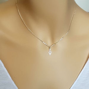 Muzieknoot ketting sieraden, kleine sleutel Sol sleutel Sterling zilveren charme, muzieknoot hanger, muziekliefhebber ketting, muzikant cadeau, zanger