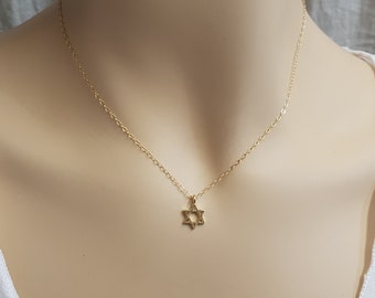 Tiny Star of David Necklace, Gold  Magen David Charm, Jewish Star Dainty Jewelry, Minimalist Kabbalah Charm, Gift For Her