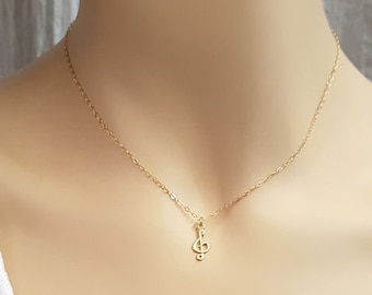 Tiny Music Note Gold Necklace jewelry, Key sol Charm , Music  jewelry, Music note Pendant, Music lover necklace, Musician gift, Singer