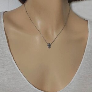 Hamsa Necklace, Tiny Hamsa Hand, Sterling Silver Charm, Cubic Zirconia Stones Pendant, Cz Hand of Fatima, Evil Eye Jewelry, Gift for Her