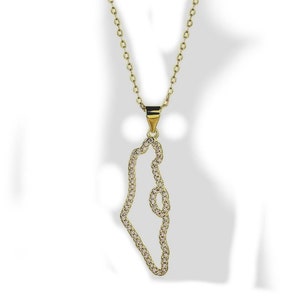 Karte von Israel, Heiliges Land Gold Israel Schmuck, Geographie Anhänger, Jejuda, Karte von Israel mit CZ
