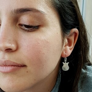 Sterling Silver Pomegranate Earrings, Pomegranate Design Charm Jewelry, Dangle Earrings