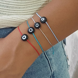 String bracelet Evil eye charm amulet  Lucky charm bracelet choose your color eye macrame bracelets Red String Bracelet Kabbalah