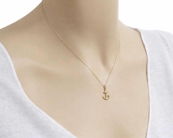 Anchor Necklace for women, Gold Charm Nautical Pendant Dainty Jewelry, Simple for Women Gift Idea, By TALYA
