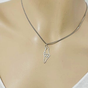 Collier carte d'Israël avec pendentif à breloque étoile de David, collier Magen David en argent sterling, bijoux juifs de terre sainte, bijoux israéliens