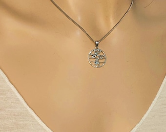 Am Israel Chai Necklace with Star of David Pendant - Jewish Jewelry, Support for Israel , Hebrew Pendant Silver Necklace for women