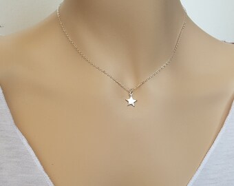 Tiny Star Necklace, Charm Choker, Small Star Jewelry, Layered Necklace, Silver or gold, Minimalist Necklace