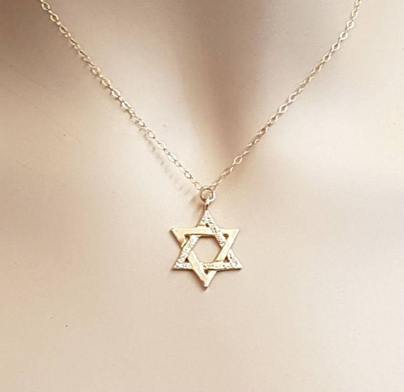Jewish Star Evil Eye Jewelry Shield of David Pendant Dainty Women Judaica Magen David Gold field Chain Star of David Necklace for Women