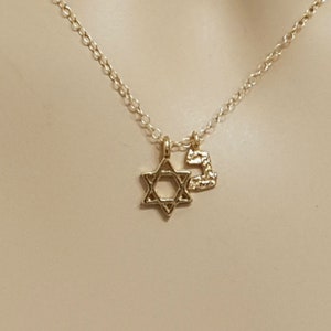 Tiny Star of David Necklace, Small Hebrew Name Letter Goldfield Magen David Charm Personalized jewelry Judaica Jewish