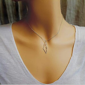 Karte von Israel, Umriss Zarte Charme Anhänger, Jüdische Charme, Israel Karte Halskette, Silber Heilige Land israelisch Schmuck, Geschenk für sie