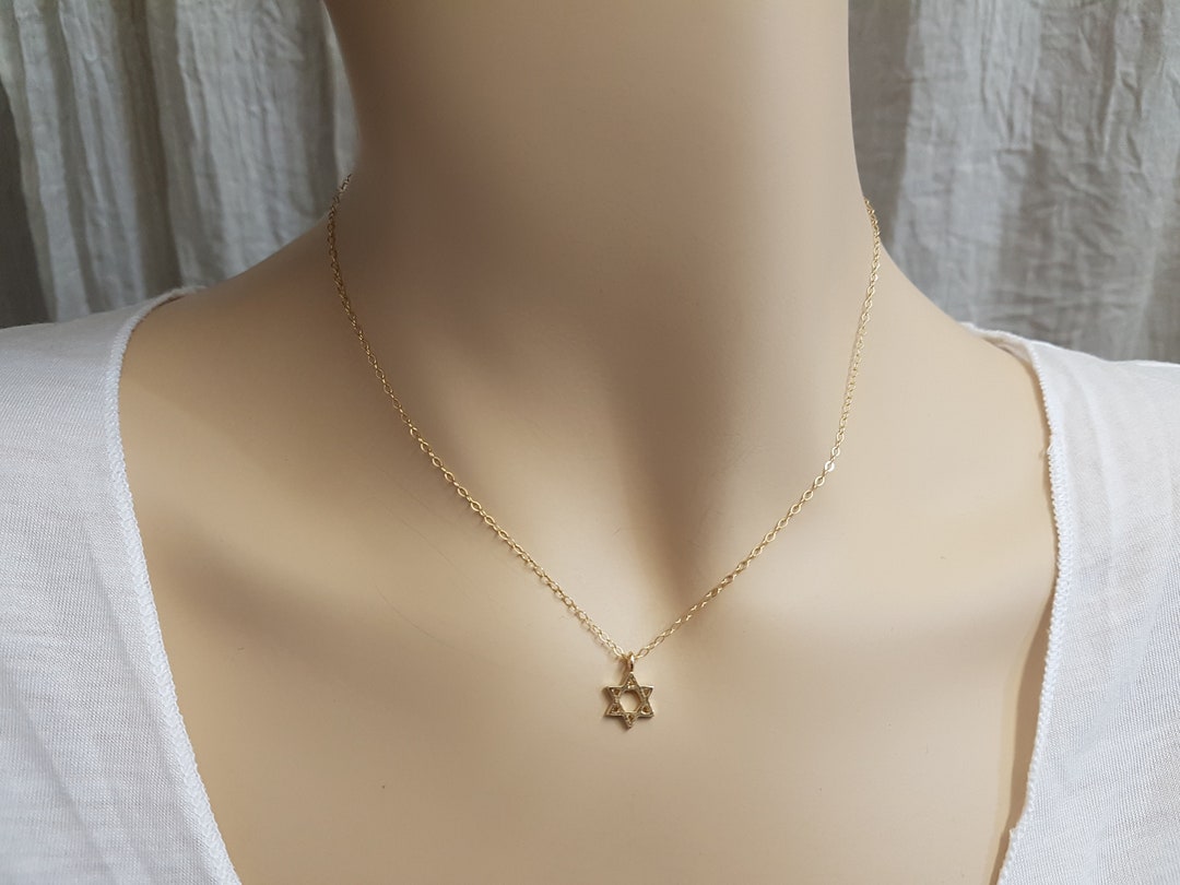 Star of David Necklace Gold Tiny Magen David Charm Goldfield Small Pendant Jewish Star Jewelry Minimalist Kabbalah Pendant Judaica Gift Etsy UK