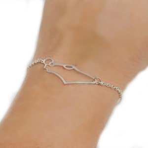 Israel Map Armband, Heiliges Land Sterling Silber Karte von Israel Geographie Anhänger, Jejuduica Israel Schmuck Israel
