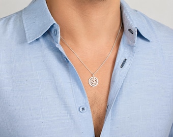 Shema Israel Necklace for Men, Sterling Silver Hebrew Prayer Pendant, Jewish Blessing Jewelry, Judaica Gift for Him, Hebrew Necklace