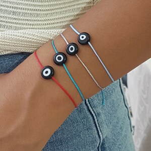 Red string bracelet Evil eye gold charm amulet  Lucky charm bracelet blue eye macrame bracelets Red String Bracelet Kabbalah