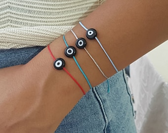 Red string bracelet Evil eye gold charm amulet  Lucky charm bracelet blue eye macrame bracelets Red String Bracelet Kabbalah