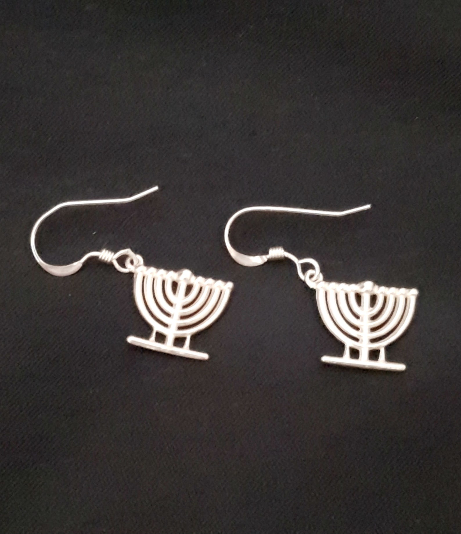 Menorah Earrings, Sterling Silver Menorah Charm Pendant, Jewish Menorah