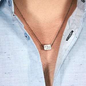 72 Namen Gottes Halskette für Männer, Kabbalah Schmuck Silber Anhänger, Alad, Alef Lamed Dalet Hebräisch Anhänger, Evil Eyefür Ihn