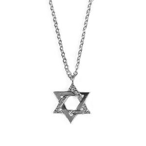Star of David Silver Necklace, Hebrew Jewish Star Jewelry, Magen David Pendant, Kabbalah David&#39;s Star for Women, Gift for her