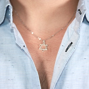 Men Star of David Necklace, Magen david Jewish Sterling Silver Jewelry, Shield of David Pendant, Jewish Gift, Judaica Jewelry
