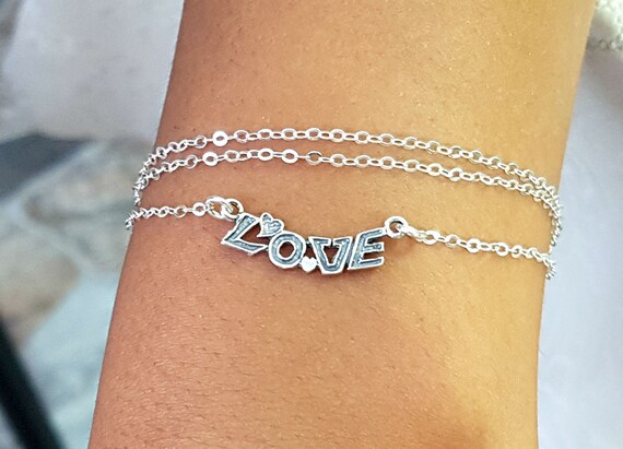 Love Bracelet Sterling Silver Wrap Love and Hearts Best Friend