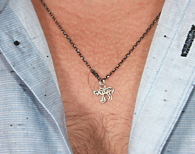 Chai Necklace for Men Tiny Charm Sterling Silver Chai Life Etsy