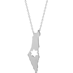 Collier étoile de David carte d'Israël, collier Magen David carte d'Israël pour homme, collier Never Again, support avec bijoux d'Israël, Terre Sainte