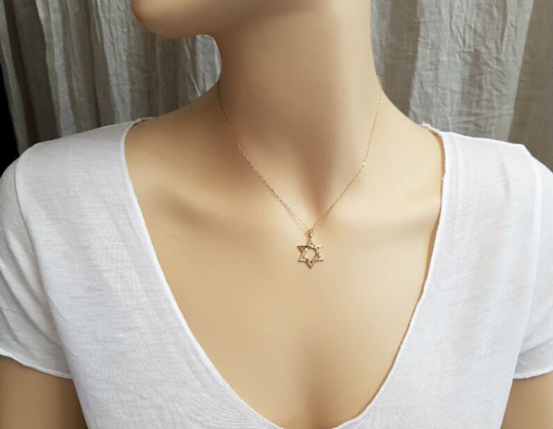 Jewish Star Evil Eye Jewelry Shield of David Pendant Dainty Women Judaica Magen David Gold field Chain Star of David Necklace for Women