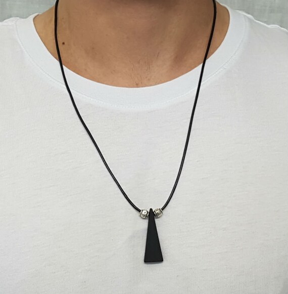 mens black string necklaces